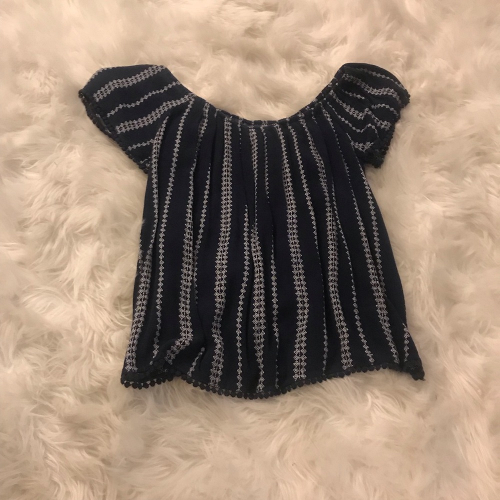 Embroidered blue and white blouse